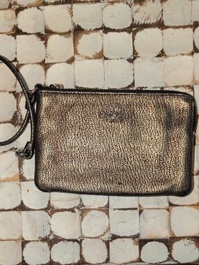Coach Metallic Gold Crackle Leather Wristlet - Rehab Wristlet